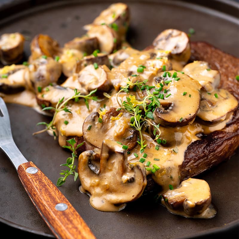 Steak and Creamy Miso Mushroom Sauce